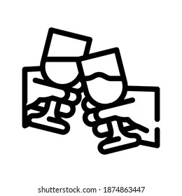 clink glasses line icon vector. clink glasses sign. isolated contour symbol black illustration