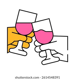 clink glasses line icon vector. clink glasses sign. isolated symbol illustration