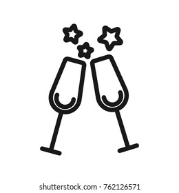 clink glasses, linear icon