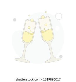 clink glasses vector flat illustration on white background