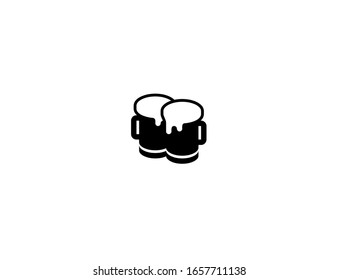 Clinking bear mugs vector flat icon. Isolated bear mugs emoji illustration 