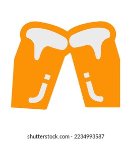 Clinking beer mugs icon flat vector design on white background