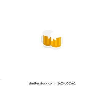 Clinking beer mugs vector flat icon. Isolated beer mugs emoji illustration 