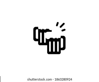 Clinking beer mugs vector icon. Isolated clinking beer mugs illustration