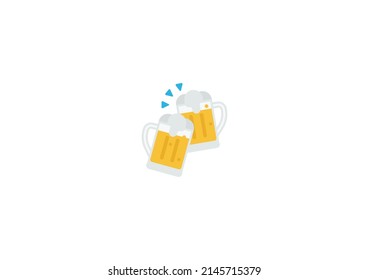 Clinking Beer Mugs Vector Isolated Emoticon. Beer mug Icon