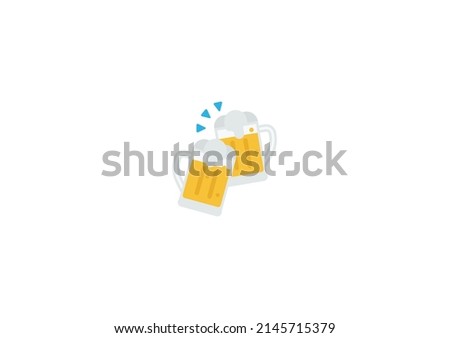 Clinking Beer Mugs Vector Isolated Emoticon. Beer mug Icon