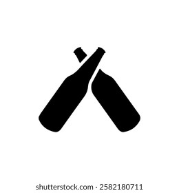 Clinking Bottles Silhouette Icon for Celebrations Vector