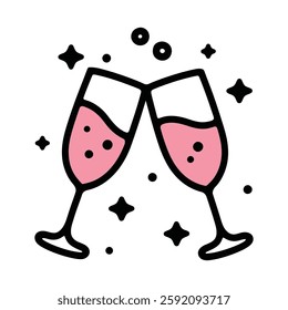 Clinking Champagne Glasses Celebration Illustration