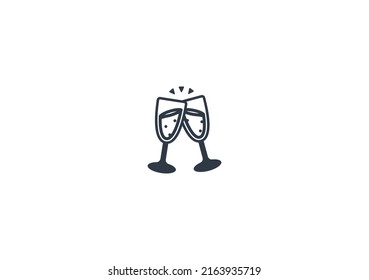 Clinking Champagne Glasses Vector Flat Emoticon Stock Vector (Royalty ...