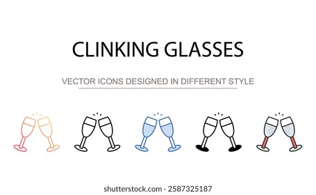 Clinking Glasses icon design with white background stock illustration