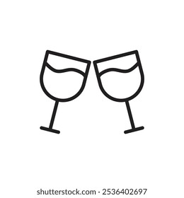 Clinking glasses icon Flat art illustration in outline