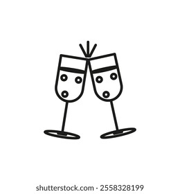 Clinking glasses icon Symbol mark in Outline style