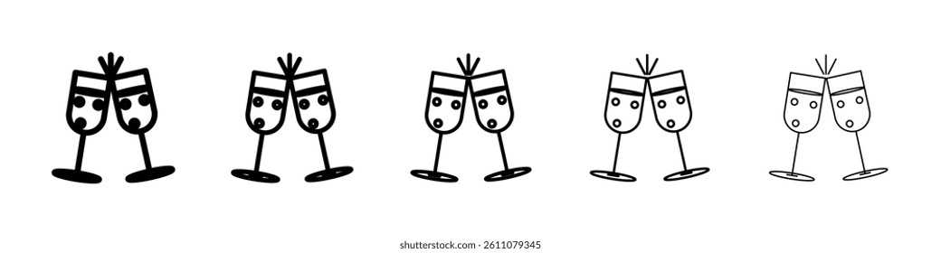 Clinking glasses icon Symbol mark in Outline style
