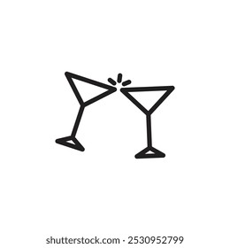 Ícone de óculos da linha fina ilustração plana