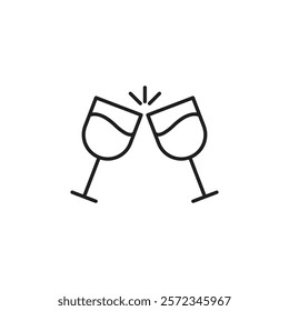 Clinking glasses icon Vector flat thin line illustration