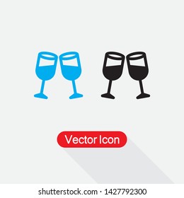 Clinking Glasses Icon, Wineglass Icon Vector Illustration Eps10