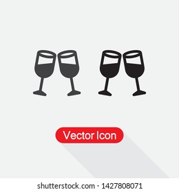 Clinking Glasses Icon, Wineglass Icon Vector Illustration Eps10
