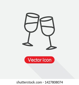 Clinking Glasses Icon, Wineglass Icon Vector Illustration Eps10