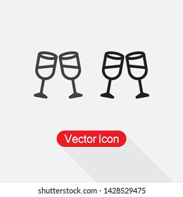Clinking Glasses Icon, Wineglass Icon Vector Illustration Eps10