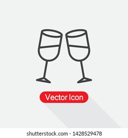 Clinking Glasses Icon, Wineglass Icon Vector Illustration Eps10