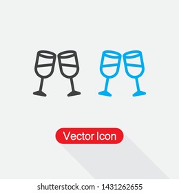 Clinking Glasses Icon, Wineglass Icon Vector Illustration Eps10