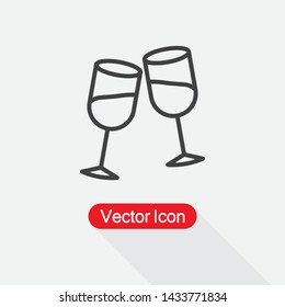 Clinking Glasses Icon, Wineglass Icon Vector Illustration Eps10