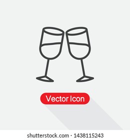 Clinking Glasses Icon, Wineglass Icon Vector Illustration Eps10
