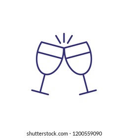 Clinking glasses line icon. Beverage, alcohol, wine. Toast concept. Vector illustration can be used for topics like success, holiday, wedding, birthday