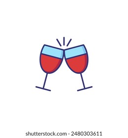 Clinking glasses line icon. Beverage, alcohol, wine. Toast concept. Vector illustration can be used for topics like success, holiday, wedding, birthday
