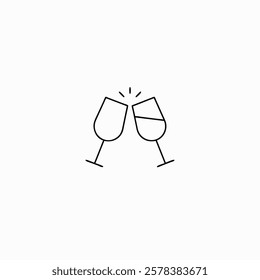 Clinking Glasses for valentine's day icon set