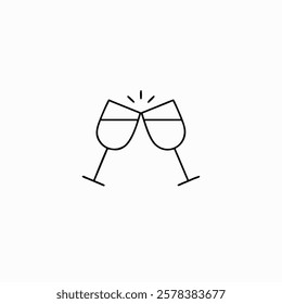 Clinking Glasses for valentine's day icon set