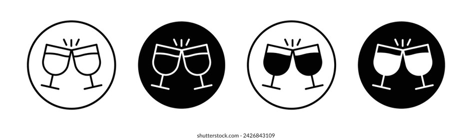 Clinking glasses vector line icon illustration.