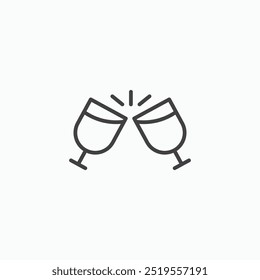 Clinking glassesline in Thin line black color. flat simple vector symbols illustration.