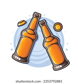 Clinking abrió el diseño de emblemas de botellas de cerveza.