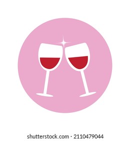 La unión de dos vasos con vino.