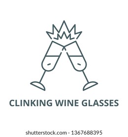 Clinking wine glasses line icon, vector. Clinking wine glasses outline sign, concept symbol, flat illustration