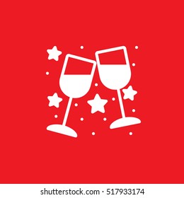 Clinking Wine Glasses, Stemware icon vector, filled flat sign, solid pictogram isolated on red, logo illustration