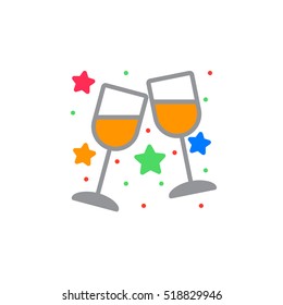 Clinking Wine Glasses, Stemware icon vector, filled flat sign, solid colorful pictogram isolated on white, logo illustration