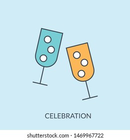 Clinking Wine Glasses, Stemware line icon, outline vector sign