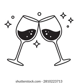 Clinking Wine Glasses Vector Celebration Icon Design