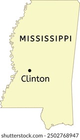 Clinton city location on Mississippi state map