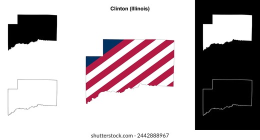 Clinton county (Illinois) outline map set