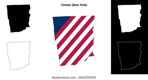 Clinton County (New York) outline map set