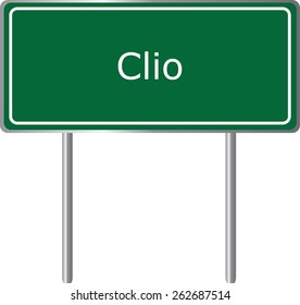 Clio, Alabama, road sign green vector illustration, road table, USA city