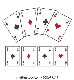 Clip art ace playing cards vector icon set isolated on white background