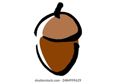 Clip art of acorn with brush touch