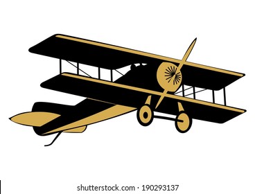 Clip art of aircraft from the First World War on a white background. Two colors. Vector 