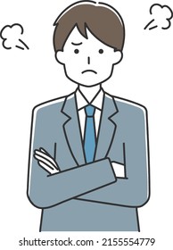 Clip art of angry businessman with crossed arms