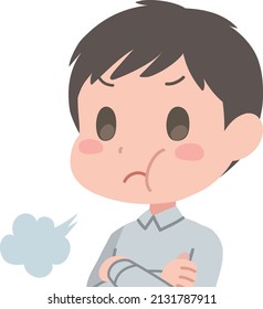 Clip art of angry middle-aged man.