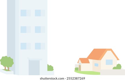 Clip art of apartment and house